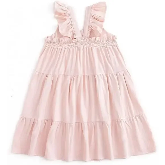 Curipeer Little Girl Cotton Linen Dress with Smocking Casual Dress Sleeveless - Picture 2 of 5